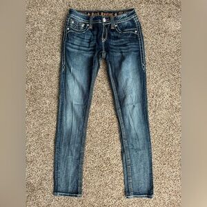 Rock Revival Women's Tricia Skinny Dark Blue Jeans - Size 28